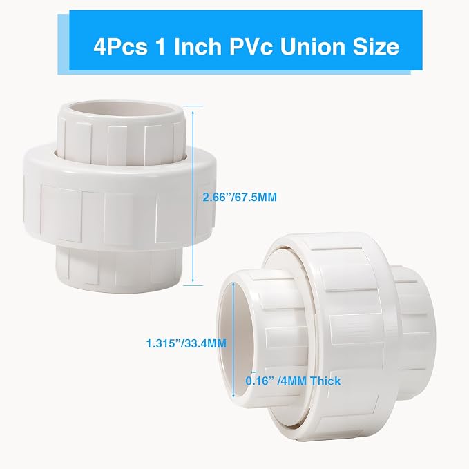 1 Inch PVC Union Coupling Pipe Fitting 1 Inch Schedule 40 Slip Union Adapter - Image 2