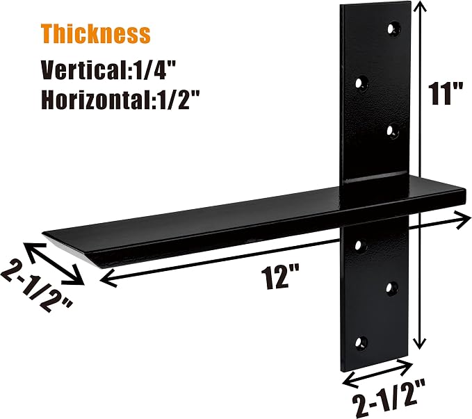 Free Hanging T Shelf Bracket, Solid Heavy Duty Steel Knee Wall Hidden Granite - Image 3
