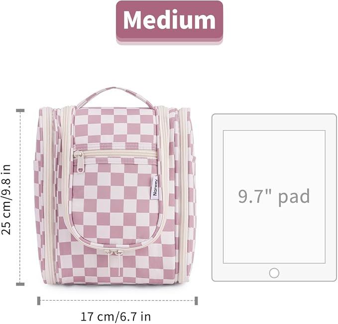 Narwey Small Checkered Hanging Travel Toiletry Bag - Image 7
