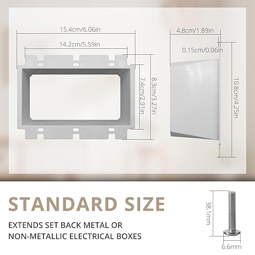 3-Gang BE3 Non-Metallic Electrical Power Outlet Box Extender | ETL Listed;Fire - Image 2