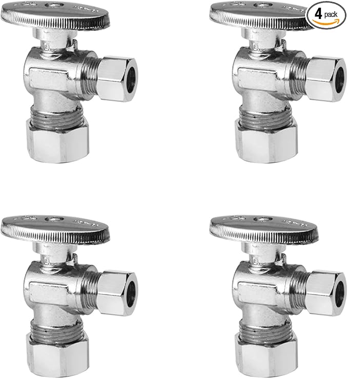 4PCS EFIELD Angle Stop Valve 1/2" Nominal Compression x 3/8" OD | 1/4 Turn by EFIELDPEXTUBING