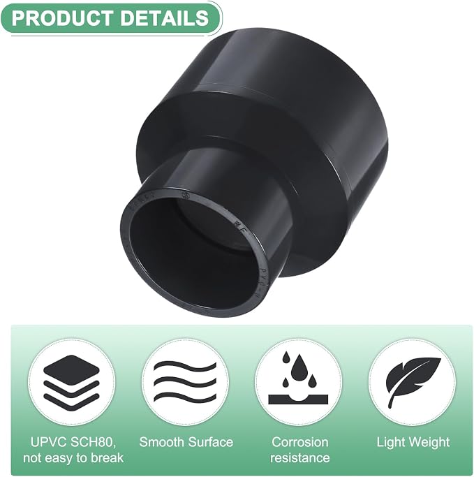 M METERXITY 2-Pack UPVC Reducer Pipe Fitting - Image 2