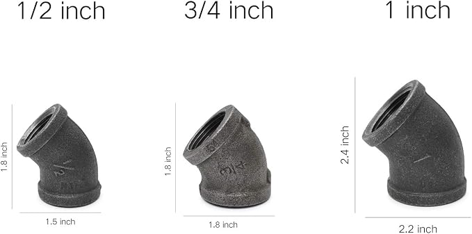 3/4" 45-degree elbow, Home TZH 30 Pack Female Threaded 45-degree Malleable Cast - Image 3