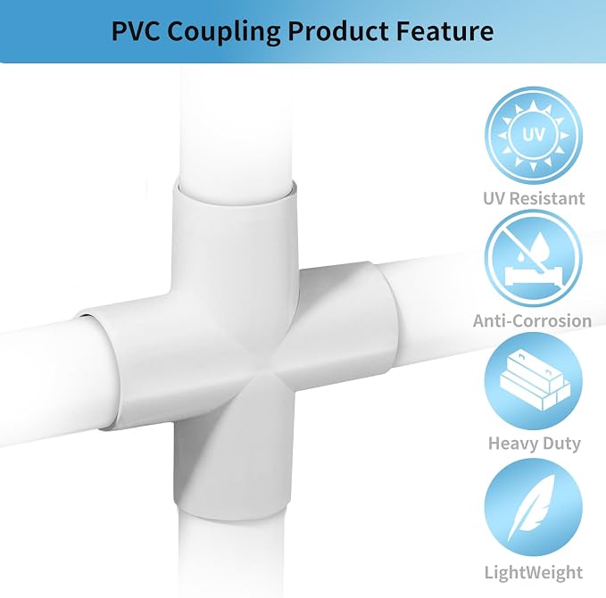 LESSO 10Pack 4-Way 1" PVC Fitting Cross Connector, SCH40 White | Furniture Grade - Image 3
