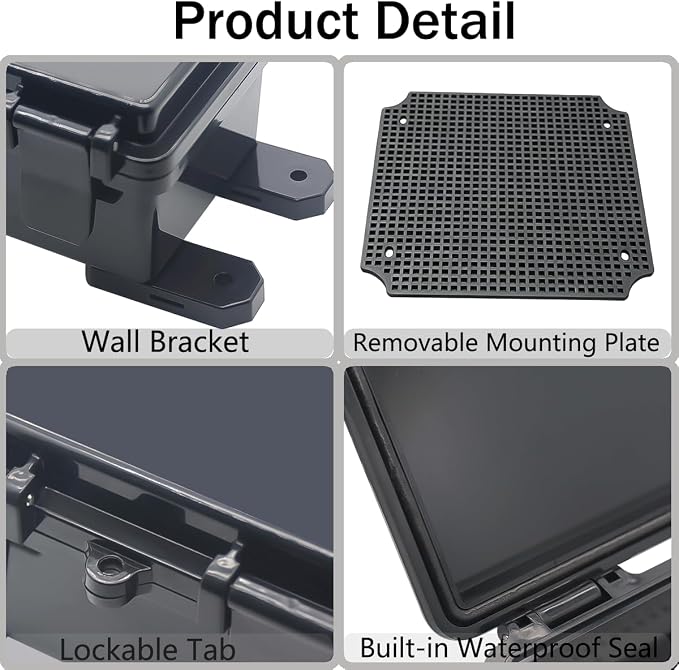 Junction Box, Hinged Black Cover IP67 Waterproof ABS Project Box - Image 4