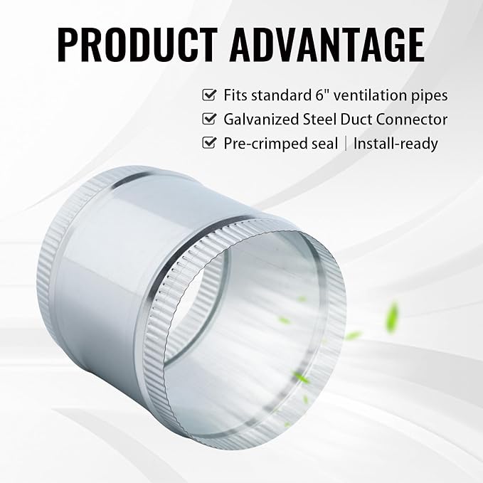 6 Inch Round Galvanized Steel Duct Connector - Image 4