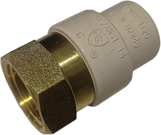 1 Pack XFITTING CPVC Brass Adapter, 1/2" Female CPVC to Brass NPT by XFITTING