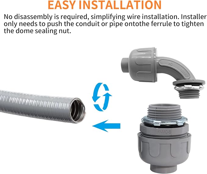 100Pcs, 1/2 Inch Liquid Tight Connector PVC Electrical Conduit Fittings - Image 7