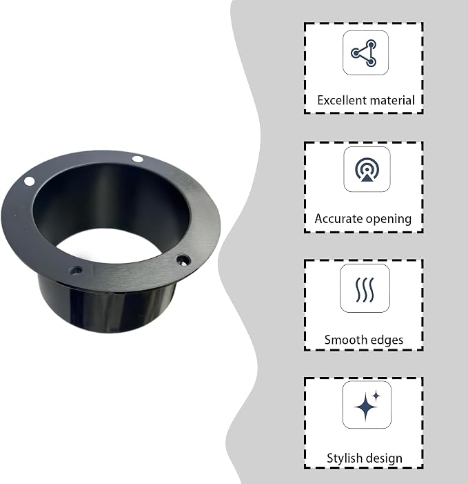4 Inch Black Plastic Duct Connector Flange, ABS Straight Pipe Fitting - Image 4