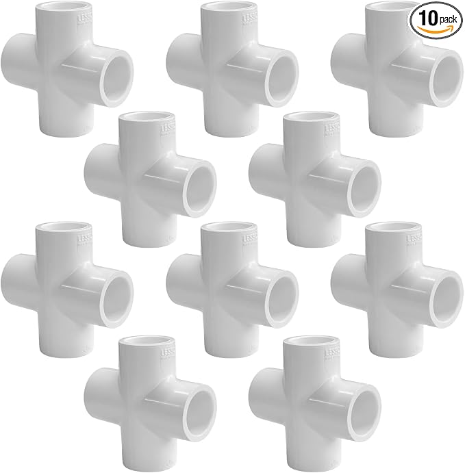 10Pack 3/4" PVC Cross, 4-Way PVC Pipe Fitting Connector | LESSO PVC Cross by LESSO