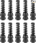 10Pcs PG11 IP68 Waterproof Cable Gland Flex Spiral Strain Relief Black Nylon by Unknown