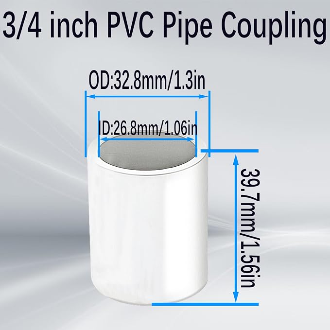 10Pack 3/4 inch PVC Pipe Coupling Adapter Pipe Fittings, Socket x Socket - Image 2