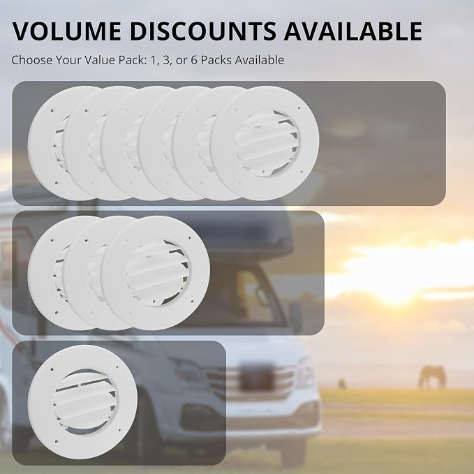 1-Pack 6.5" RV Ceiling Vent Cover Replacement, 6 Pack, Polar White - Image 6
