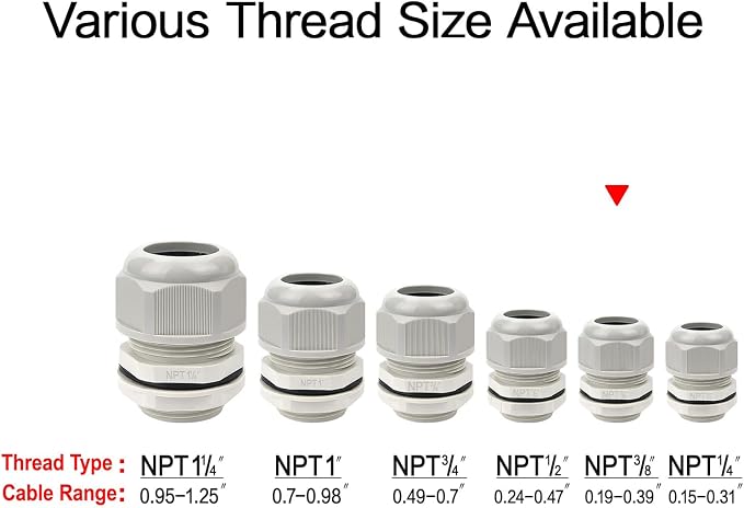 10 Pack NPT 3/8" Cable Glands Waterproof Adjustable 5-10mm Cable Connectors - Image 7