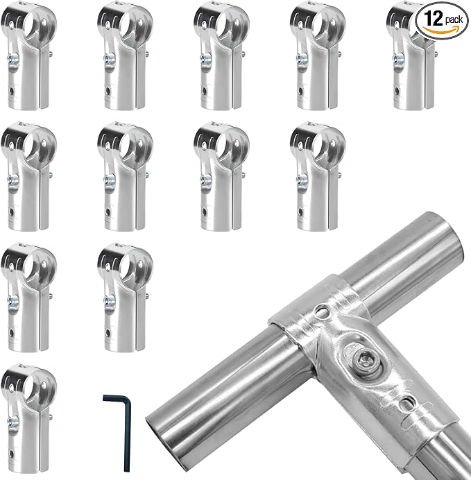 12 PCS 1 Inch T Pipe Clamps, Heavy-Duty Galvanized Steel Connectors | Chain by Unknown