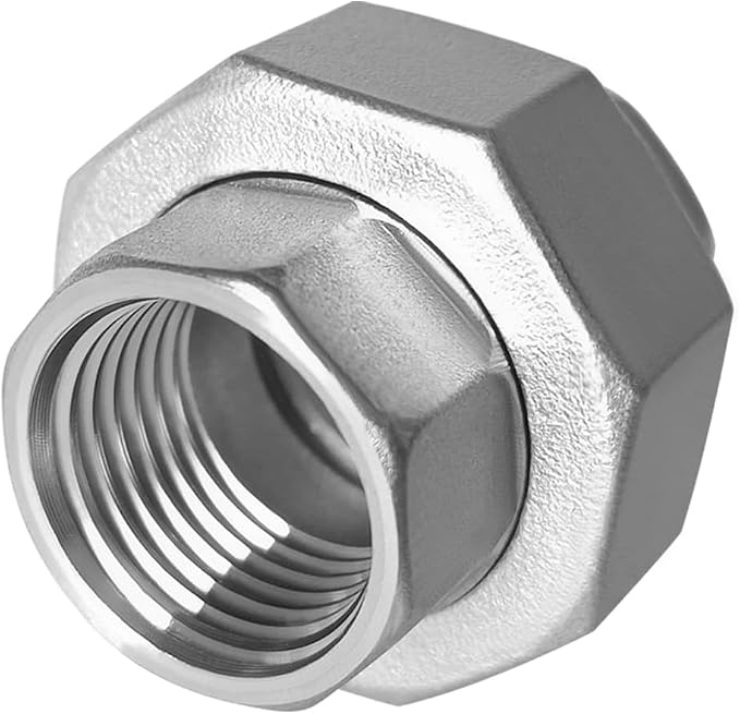 304 Stainless Steel Union 1/2" NPT Female Thread Cast Pipe Fitting（Pack of 2) - Image 3