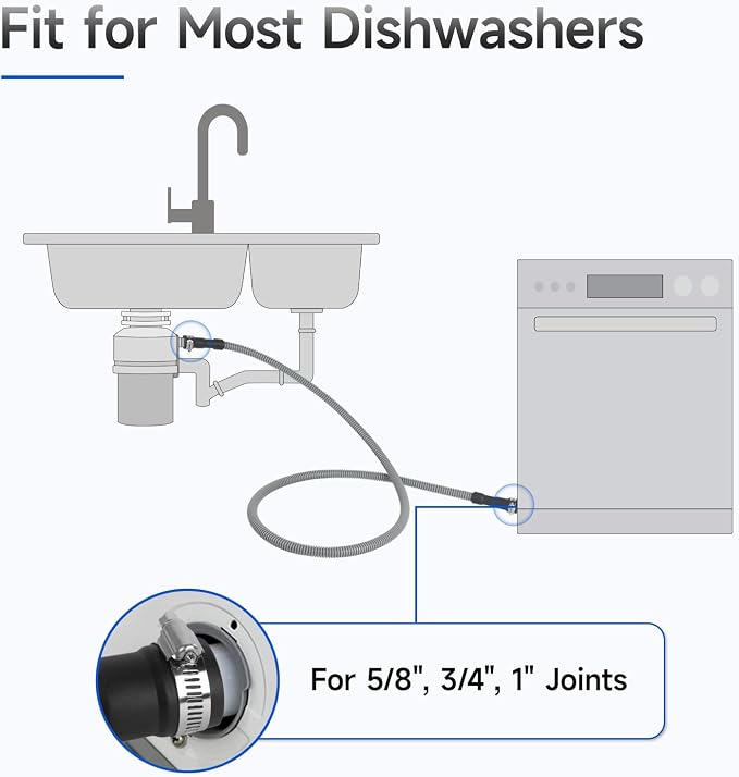 6FT Dishwasher Drain Hose, Flexible Corrugated Dishwasher Hose Replacement - Image 6