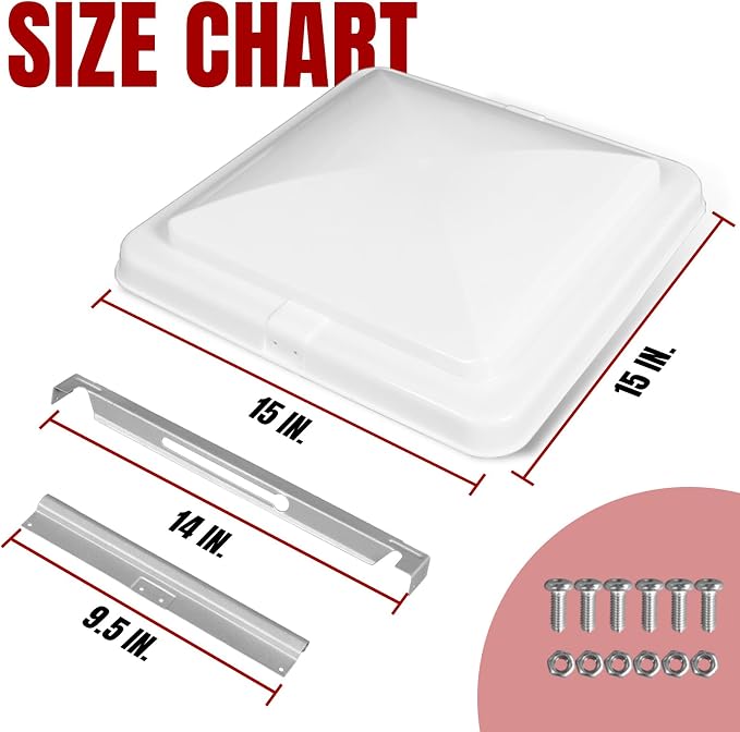 Jack Boss RV Roof Vent Cover, 14 Inch Replacement Vent Lid - Image 2