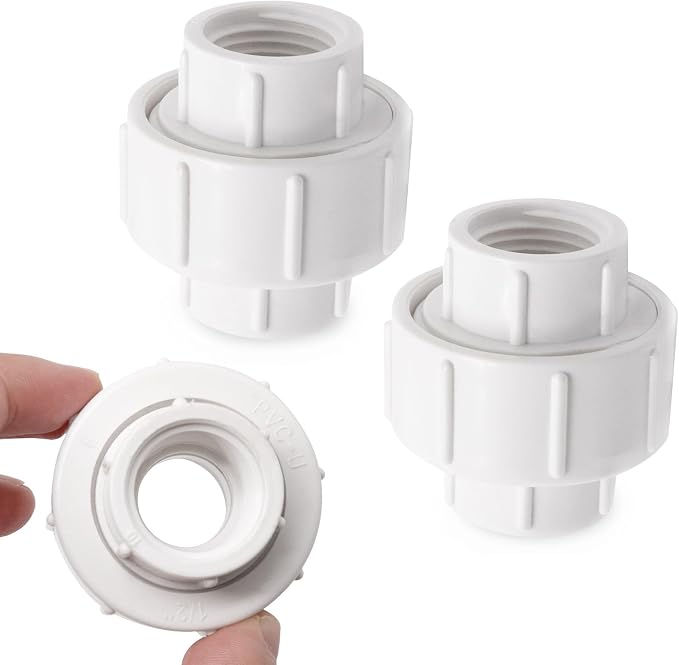 1/2 inch PVC Pipe Union Fittings, PVC Connectors Female Thread Coupling - Image 5
