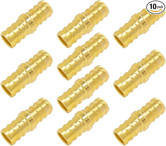 Hooshing 10PCS 1/2 Inch Straight Coupling PEX Fitting | Heavy Duty Brass Crimp by Hooshing