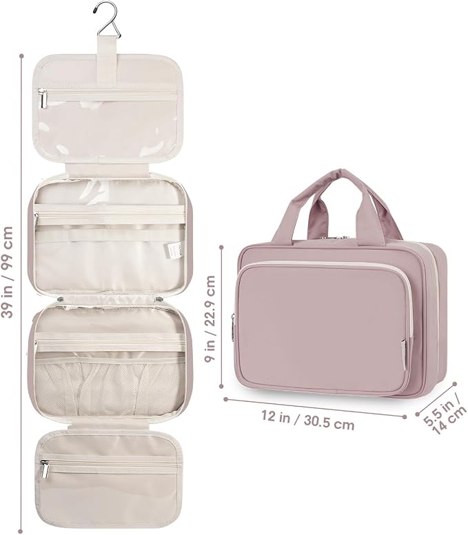 Narwey Travel Toiletry Bag for Women Large Hanging Makeup Bag Organizer - Image 9