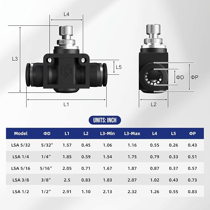 5/32 4mm Push To Connect Valve, Shut Off Air Flow Control Fittings | Pneumatic - Image 3