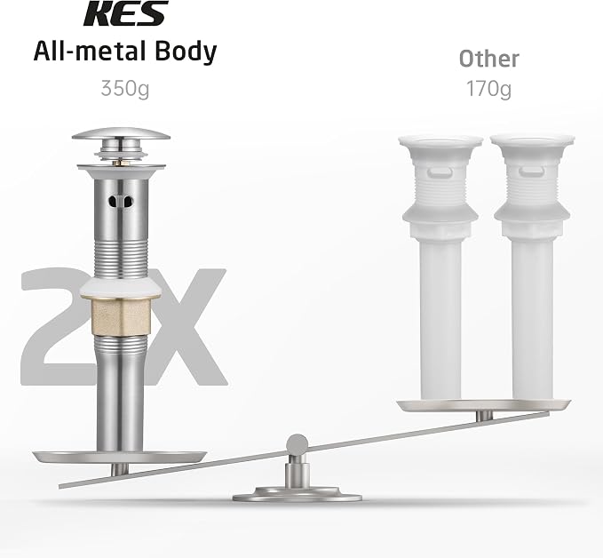 KES All Metal Bathroom Sink Drain - Image 3