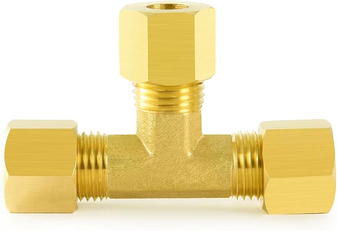 ChillWaves Brass Tee Compression Tube Fitting, 1/8" OD x 1/8" OD x 1/8" OD - Image 2