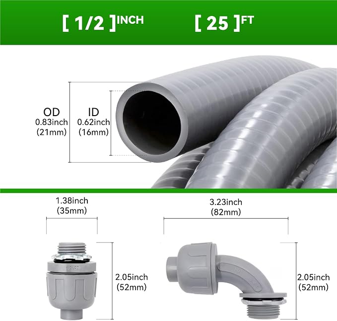25 Ft Liquid-Tight Conduit and Connector Kit - Image 2