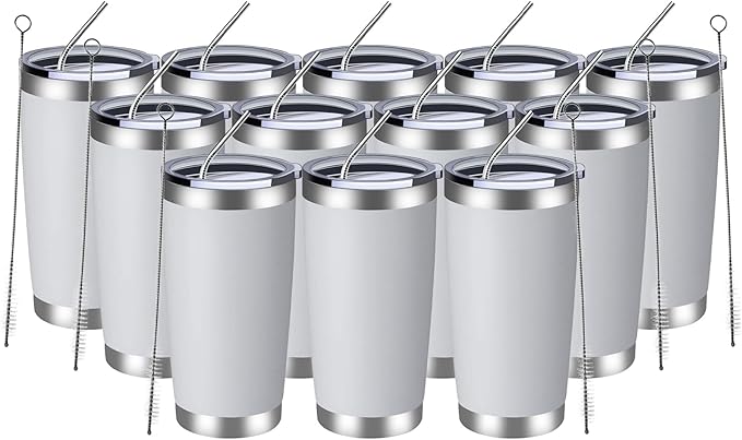 MEWAY 20oz Tumbler 12 Pack Double Wall Vacuum Insulated Travel Mug Bulk by MEWAY
