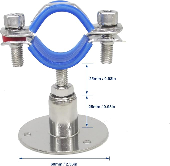 Stainless Steel Adjustable Pipe Clamp Bracket, 1-1/2 Inch - Image 2