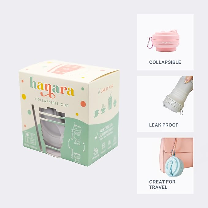 HANARA Collapsible Cup with Reusable Straw – 18 Oz, Portable Travel Mug - Image 5