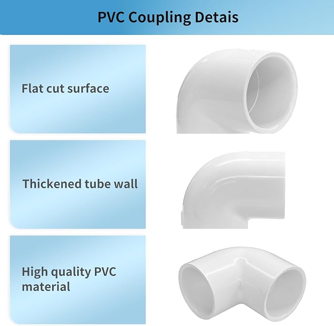 LESSO 10 Pack 1" 90 Degree PVC Elbow Fittings, SCH40 White | 2-Way Right Angle - Image 4