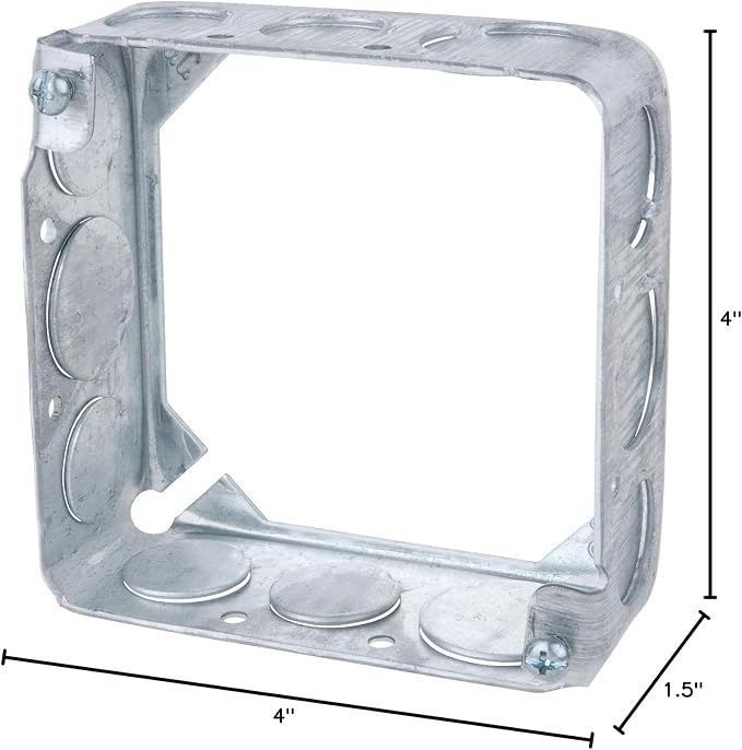 Steel City 53151 1/2 3/4 Pre-Galvanized Steel Square Box Extension Ring - Image 2