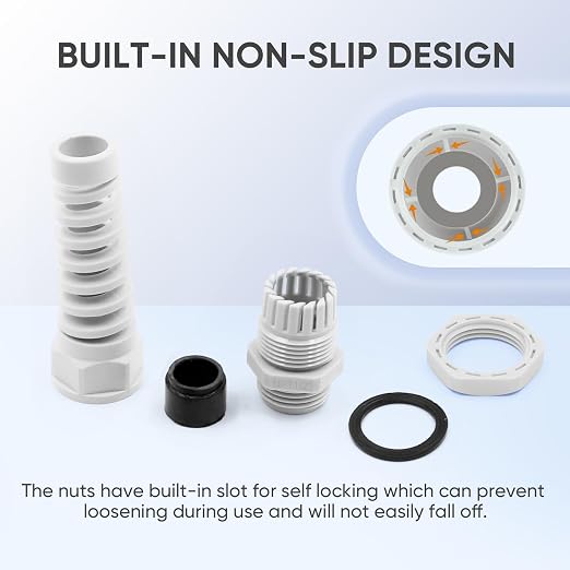 Strain Relief Cord Connector, LISTENJIALE 5Pcs NPT 1/2" Waterproof Cable Gland - Image 4