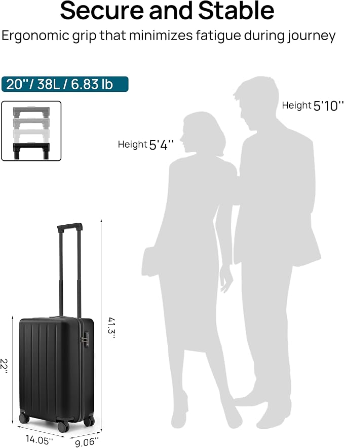 NINETYGO Carry On Suitcase, 20 Inch Carry-On Luggage - Image 7
