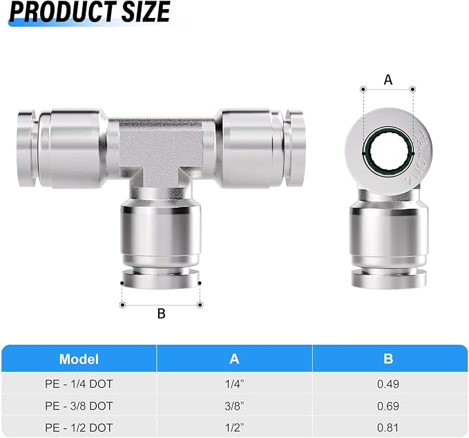 TAILONZ 304 Stainless Steel Tee 1/4" 1pcs | Fitting - Image 2