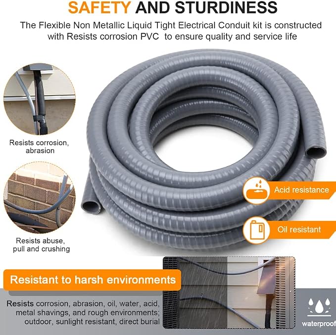DWALE Liquid-Tight Conduit and Connector Kit, Flexible Non Metallic Liquid - Image 4