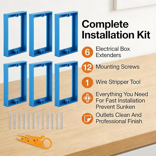 6pcs 1/2" Single Gang Outlet Box Extenders - Image 3