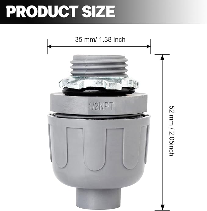 1/2 inch Liquid Tight Connector 180 Degree PVC nonmetallic Flexible Conduit - Image 2