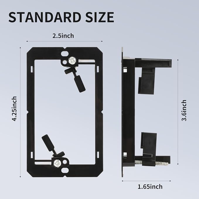 Low Voltage Bracket for 1 Gang Wall Plate, in-Wall Cable Management | 2 Packs - Image 2