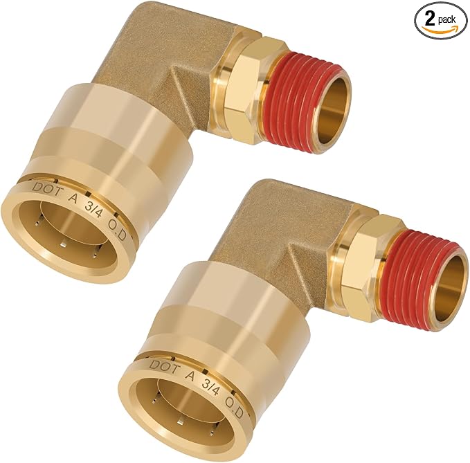 90° Swivel Male Elbow, 3/4" Tube x 3/8" NPT, DOT Approved 2PCS | by BOERAY