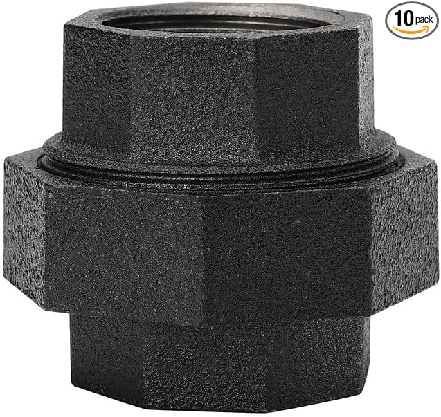 1" Black Pipe Fittings Union Home Expert 10 Pack | Malleable Cast Iron Pipe by HomeExpert