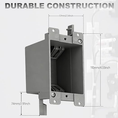 1 Gang Old Work Electrical Box, UL Listed Non-Metallic PVC Switch & Outlet Box - Image 2