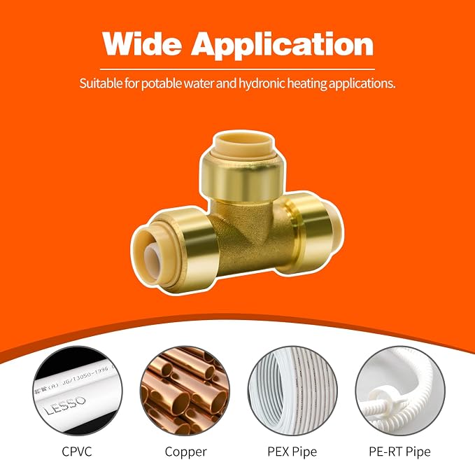 2 Pack 1/2" Pushfit Tee Fittings - Image 3