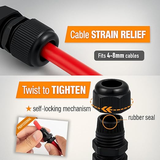 3/8" NPT Strain Relief Nylon Cord Grip Cable Glands - Image 5