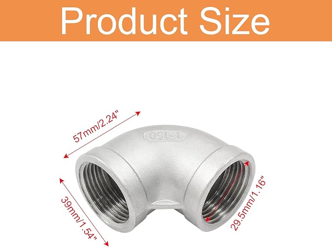 2Pcs 304 Stainless Steel 90 Degree Elbow Fittings, Cast Pipe Fittings, - Image 2