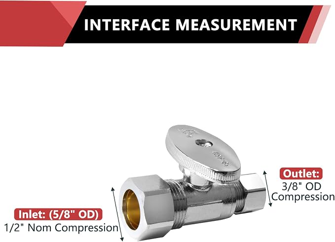 2PC EFIELD Straight Stop Valve, 1/2" Nominal Compression x 3/8" OD | 1/4-Turn - Image 2