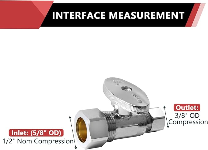5PC EFIELD Straight Stop Valve, 1/2" Nominal Compression x 3/8" OD | 1/4-Turn - Image 2