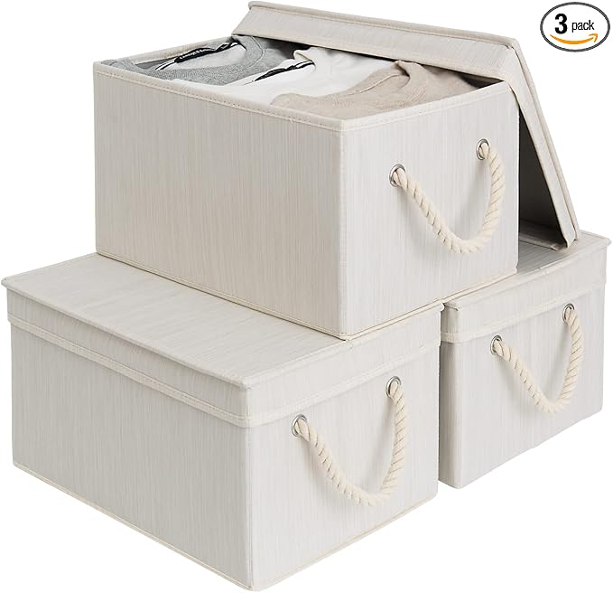 StorageWorks Storage Bins with Lids, Decorative Storage Boxes with Lid and Soft by StorageWorks